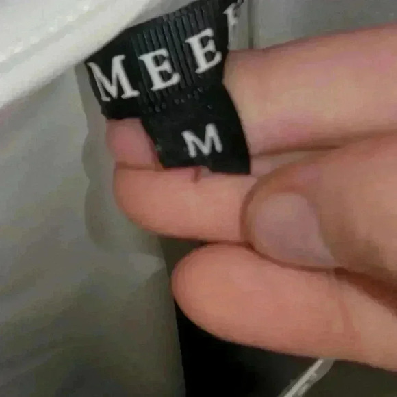 White Ruched Mini Dress with Rhinestone Stone - Picture 3 of 3